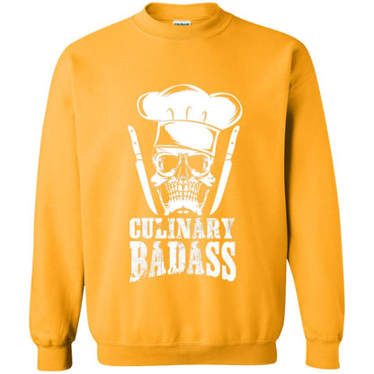Culinary Badass Funny Chef Skull Knifes Cooking Tshirt Gold
