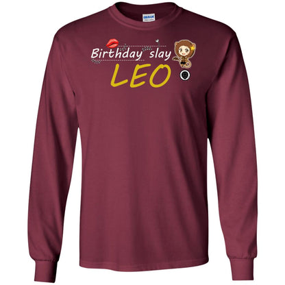 Cute Leo Girl Birthday Lip Slay T-shirt Maroon