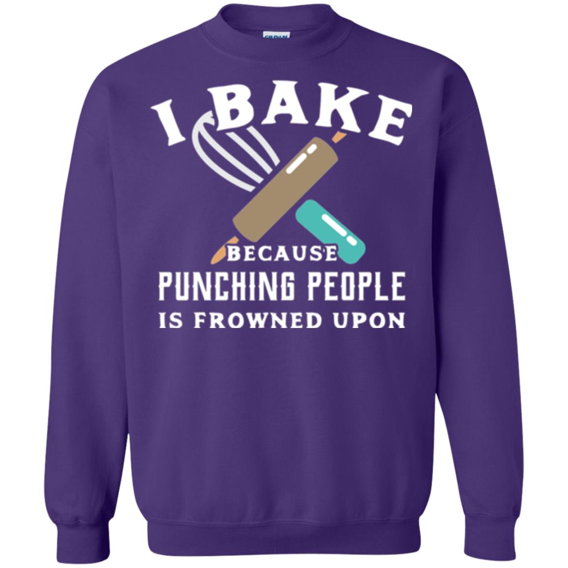 Baking T-shirt I Bake Because Punching People Frowned Upon Purple