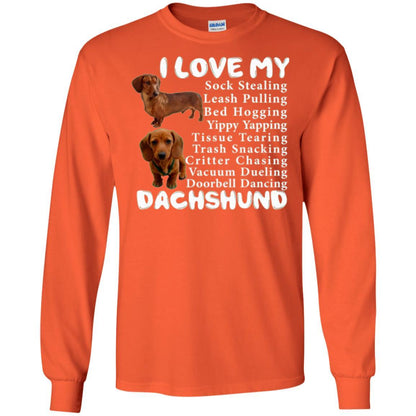 Dachshund T-shirt Sock Stealing Bed Hogging Orange