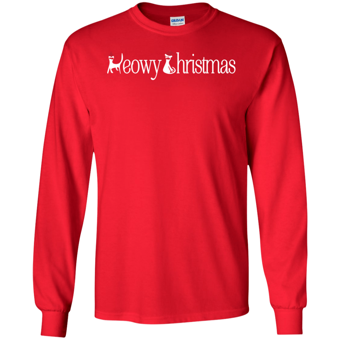 Christmas T-shirt Meowy Christmas Red