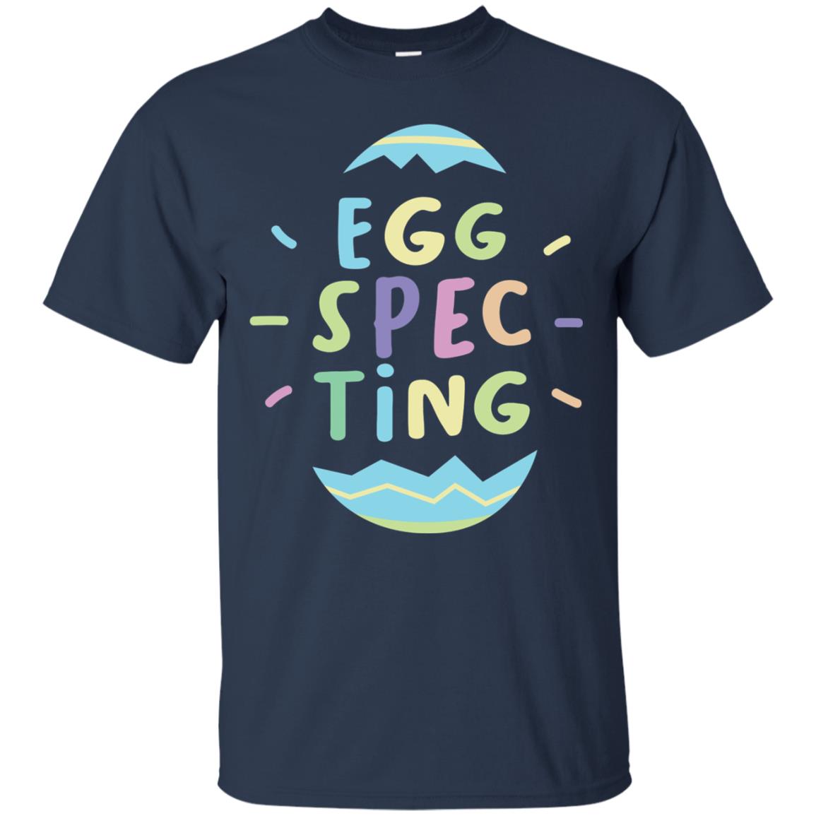 Eggspecting Funny Pregnancy Pregnant Easter Shirt Navy