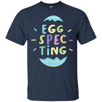 Eggspecting Funny Pregnancy Pregnant Easter Shirt Navy