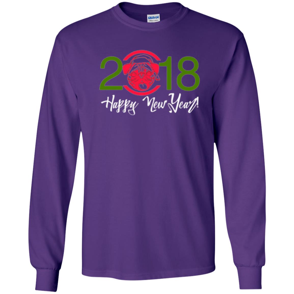Dog Lovers T-shirt Happy New Year 2018 Purple