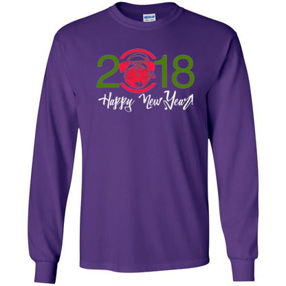 Dog Lovers T-shirt Happy New Year 2018 Purple