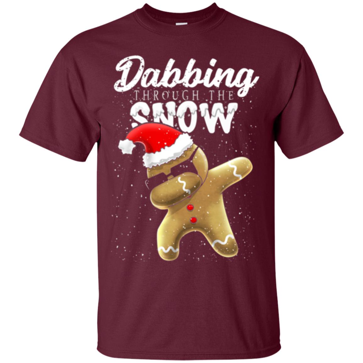 Dabbing Gingerbread T-shirt Dabbing Through The Snow Maroon