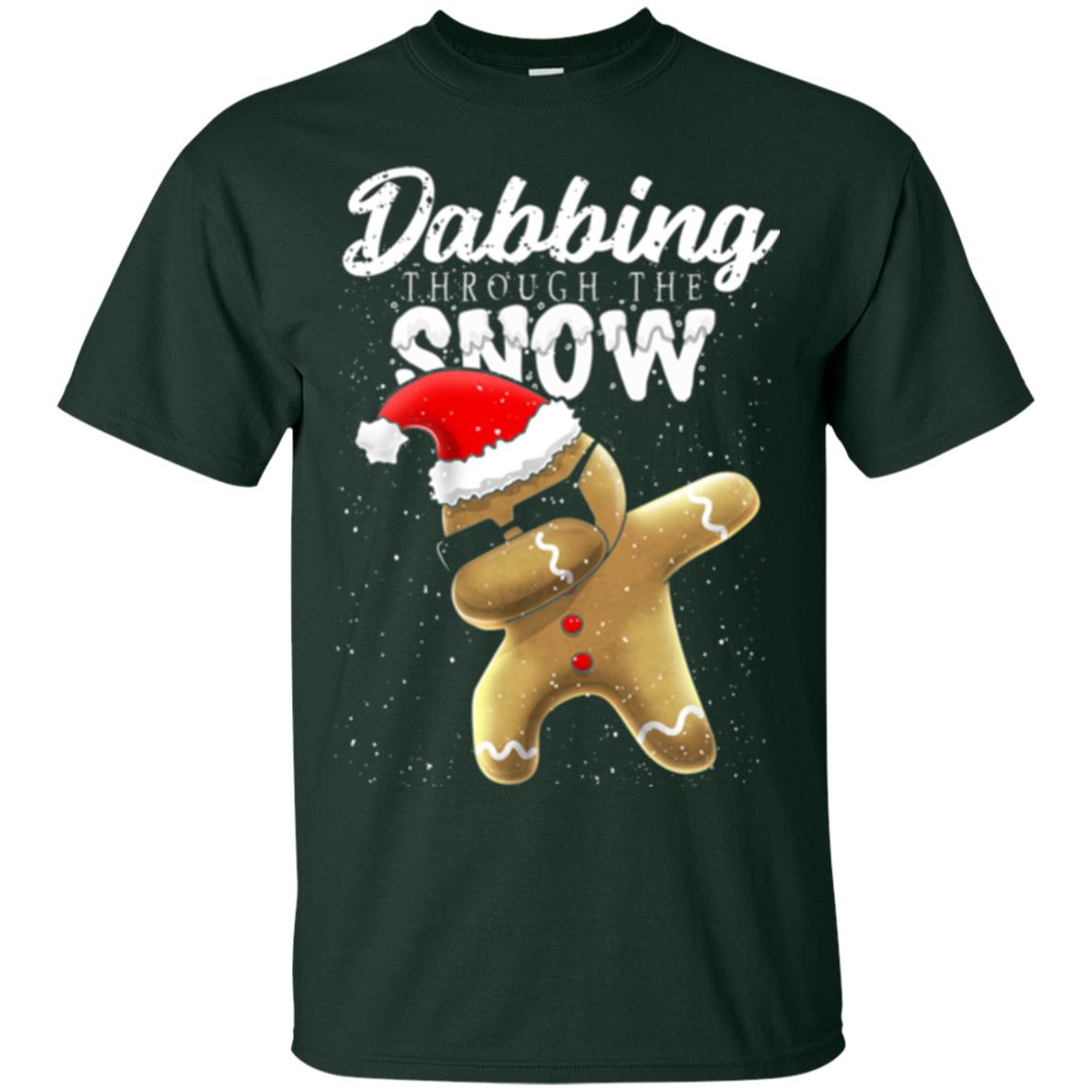 Dabbing Gingerbread T-shirt Dabbing Through The Snow Forest Green