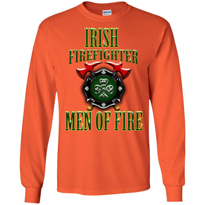 Irsh Firefighter Men Of Fire Irish Fireman Gift Shirt Orange