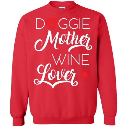 Doggie Mother Wine Lover Dog And Wine Gift Shirt For Mom Red