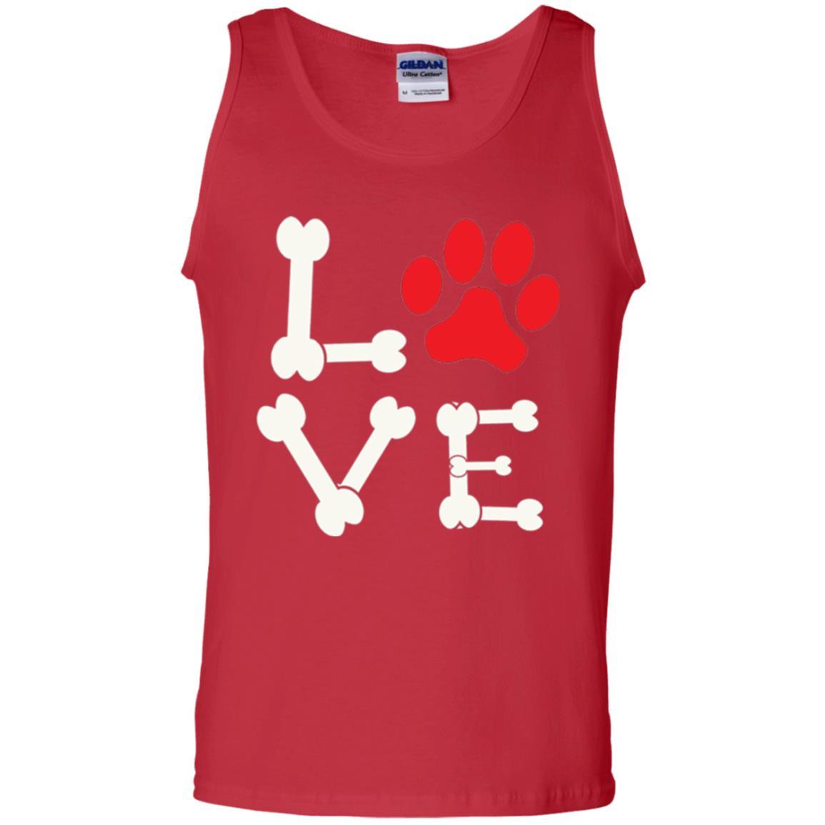 Dog Lover T-shirt Love My Dog Red Pawprint Red