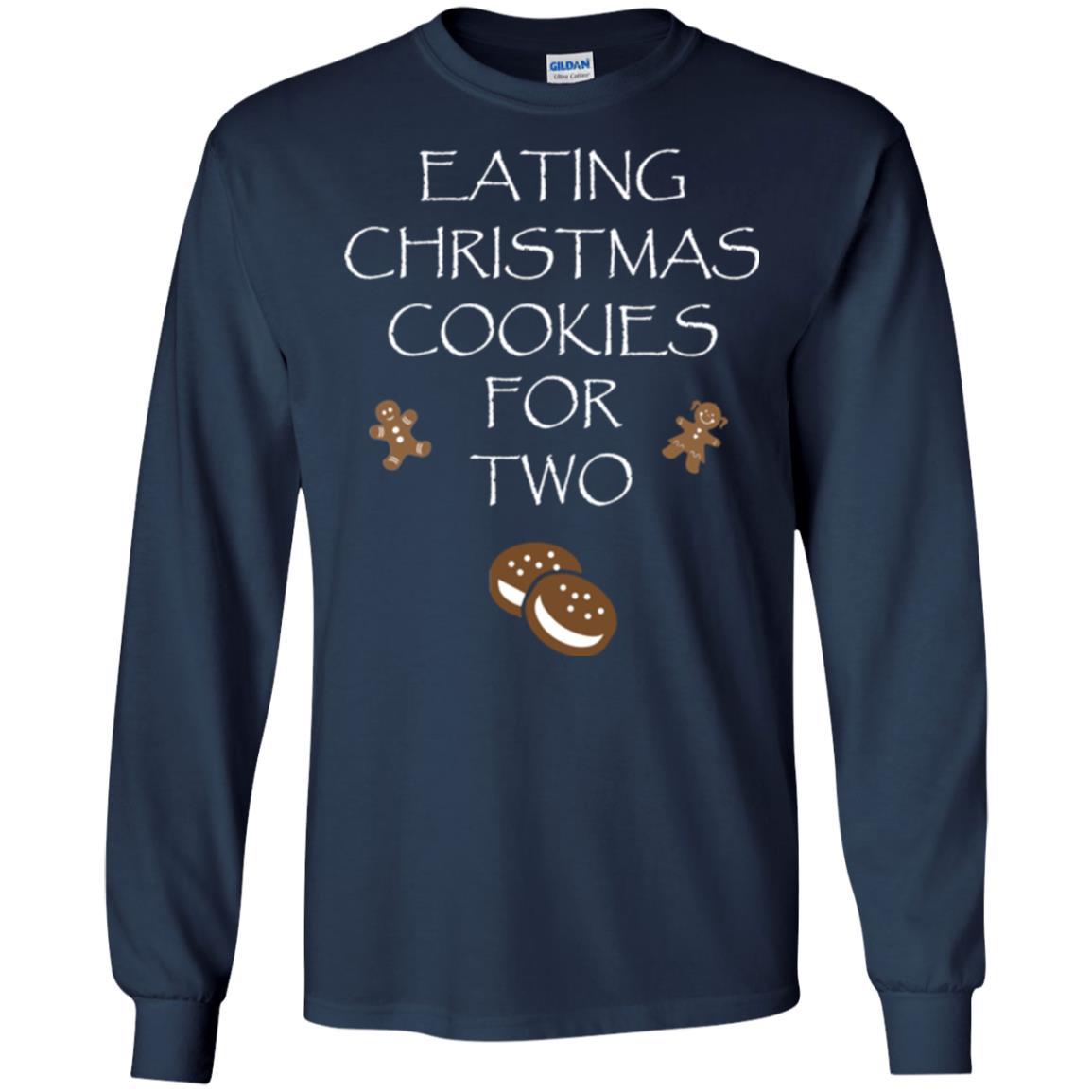 Christmas T-shirt Eating Christmas Cookies For Two Navy