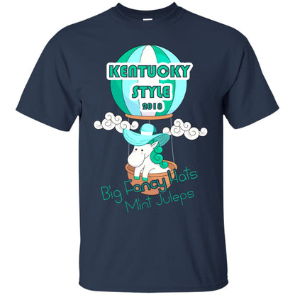 Kentucky Style 2018 Big Fancy Hats Mint Juleps Horse Racing Shirt Navy