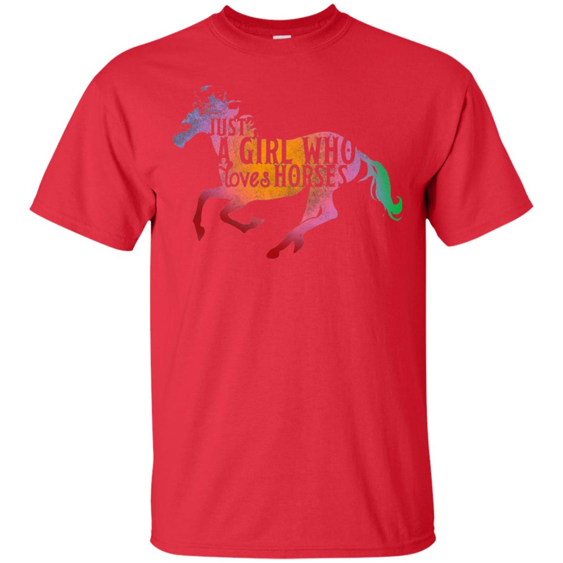 Just A Girl Who Loves Horses Equestrian T-shirt Red