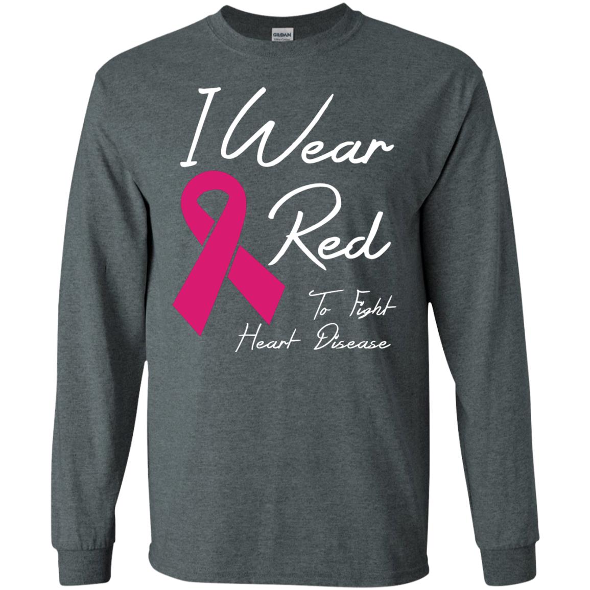 I Wear Red To Fight Heart Disease T-shirt Dark Heather