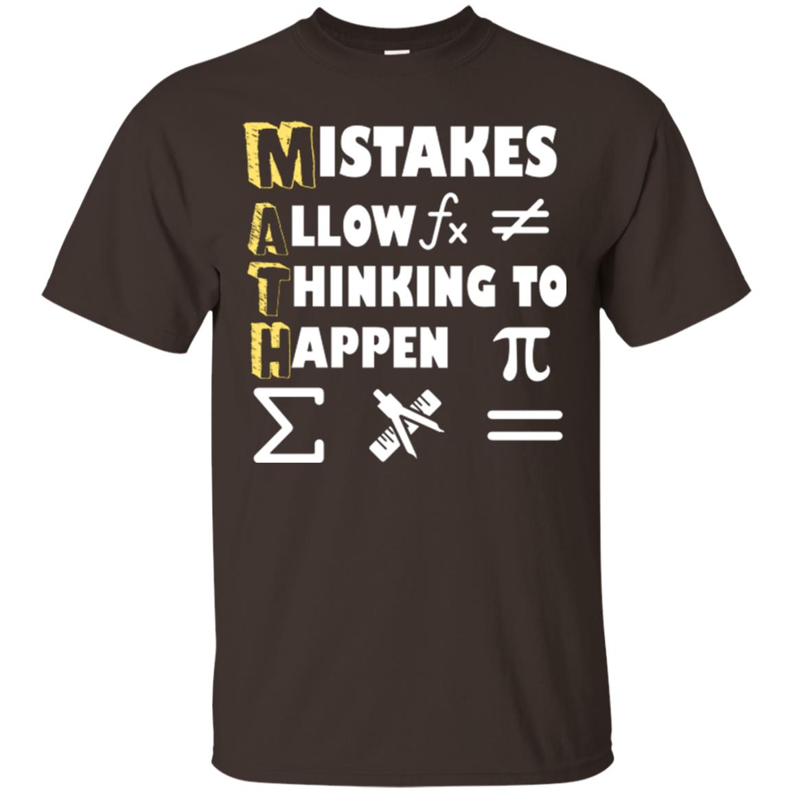Math Lover T-shirt Mistakes Allow Thinking To Happen Dark Chocolate
