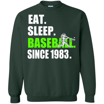 Eat Sleep Baseball Since 1983 35th Birthday Shirt Forest Green