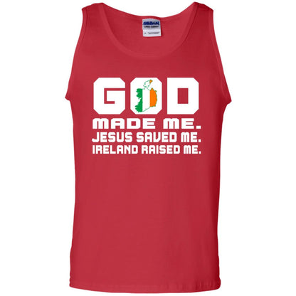 God Made Me Jesus Saved Me Ireland Raised Me Irish Gift Shirt Red