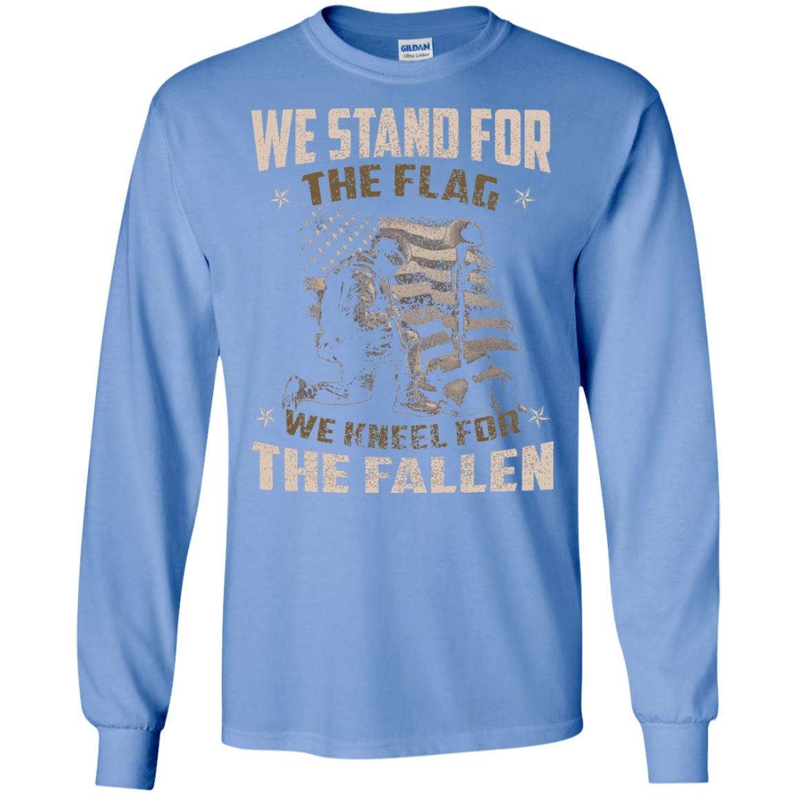 Veteran T-shirt We Stand For The Flag, We Kneel For The Fallen Carolina Blue