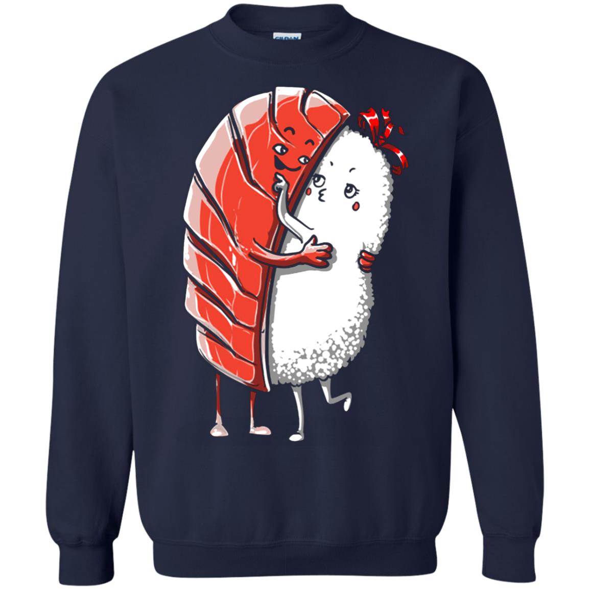 Sushi Lover T-shirt Salmon Sashimi Sushi Hug Love Navy