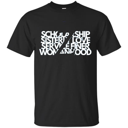 Scholarship Sisterly Love Service Finer Woman Hood T-shirt Black