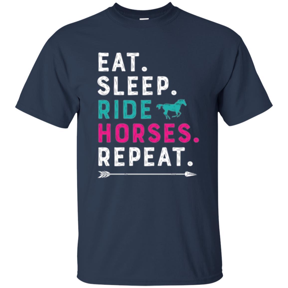 Horseback Riding T-shirt Eat Sleep Ride Horses Repeat Navy