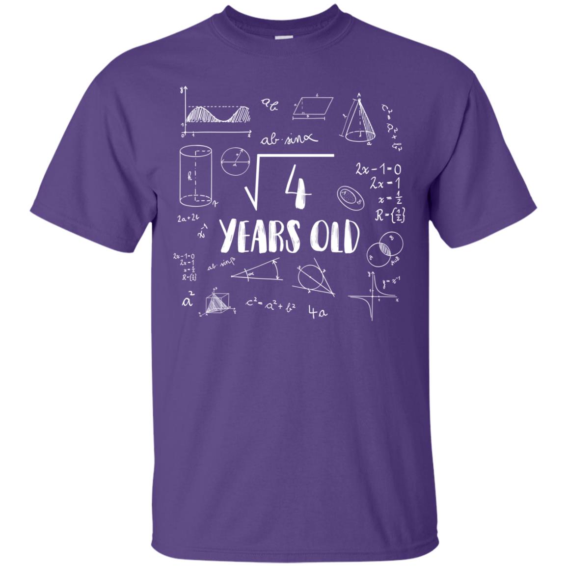 Square Root Of 4 2nd Birthday 2 Years Old Math T-shirt Purple