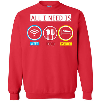All I Need Is Wifi Food My Bed T-shirt Red
