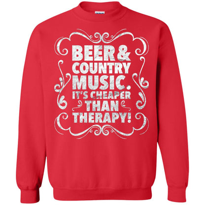 Beer Andcountry Music Its Cheaper Than Therapy Shirt Red