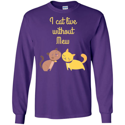 Cat Lover T-shirt I Cat Live Without Mew Purple