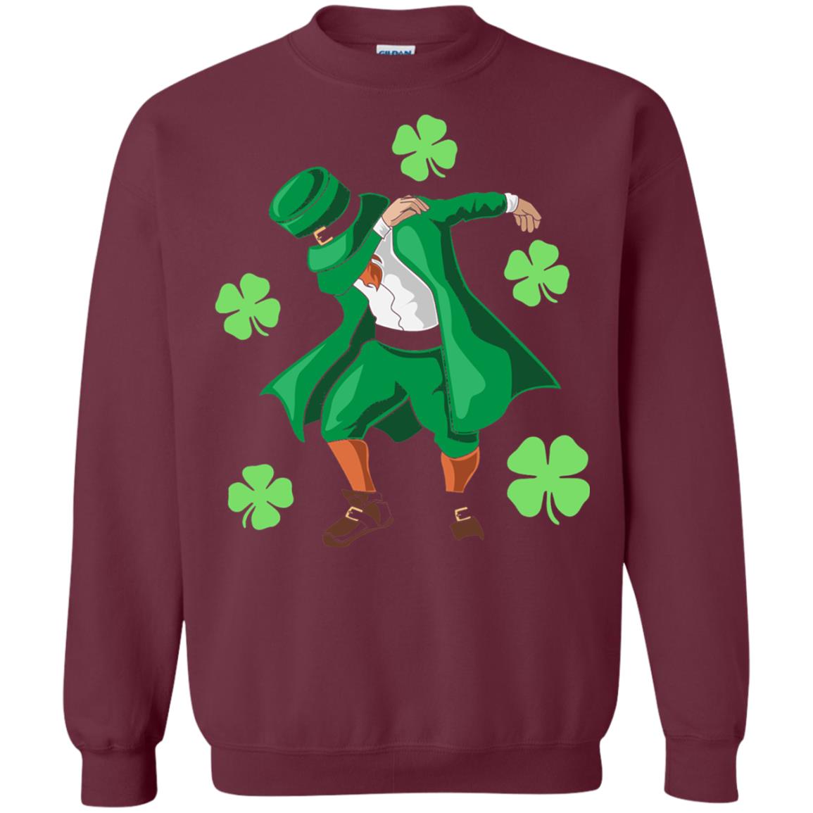 Funny Dabbing Leprechaun St. Patricks Day T-shirt Maroon