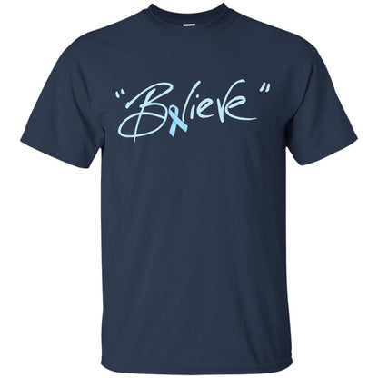 Prostate Cancer Awareness Shirt Blue Ribbon Believe Navy