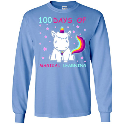 Unicorn Lover T-shirt 100 Days Of Mgical Learning Carolina Blue