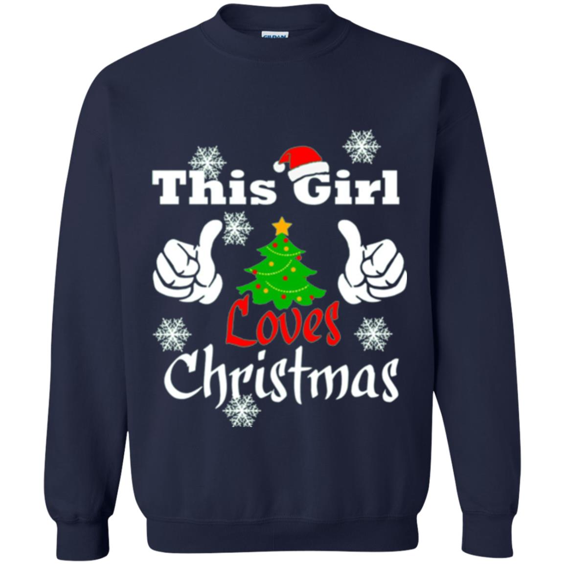 Funny Christmas This Girl Loves Christmas T-shirt Navy