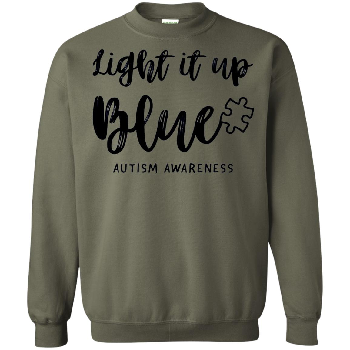 Autism Awareness Shirts Light It Up Blue Military Green