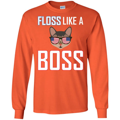 Floss Like A Boss Cat Shirt Orange