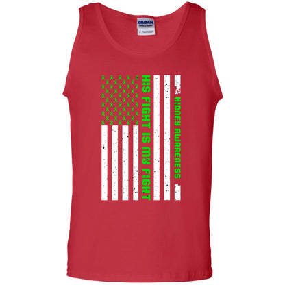 Kidney Awareness His Fight Is My Fight Kelly Green Ribbon Stars Flag Of Usa Shirt Red