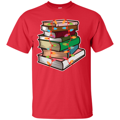 Fairy Lights Christmas Gift T-shirt Book Lover Red