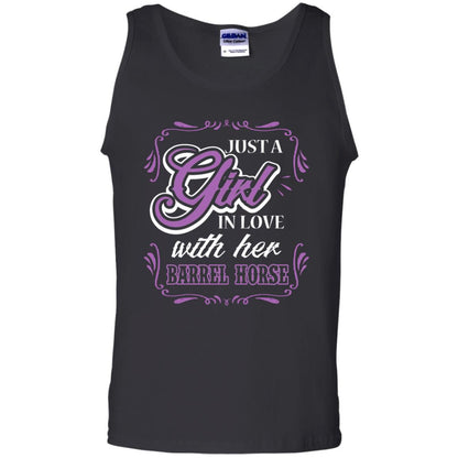 Horse Lovers T-Shirt Just A Girl In Love With Her Barrel Horse Black