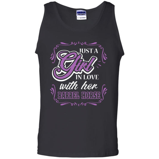 Horse Lovers T-Shirt Just A Girl In Love With Her Barrel Horse Black