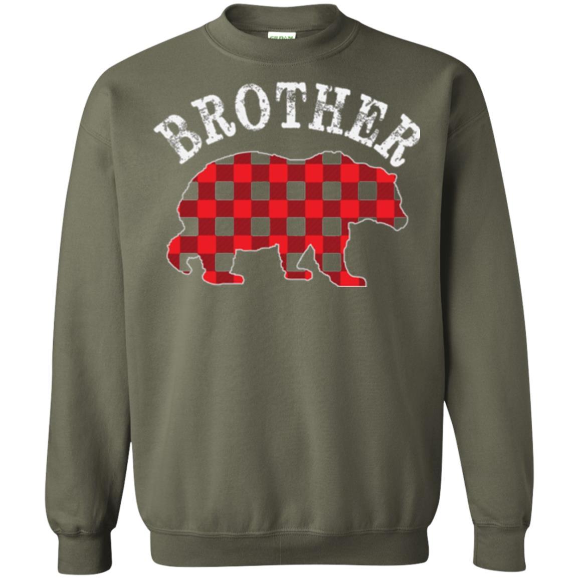 Christmas T-shirt Red Plaid Brother Bear Military Green