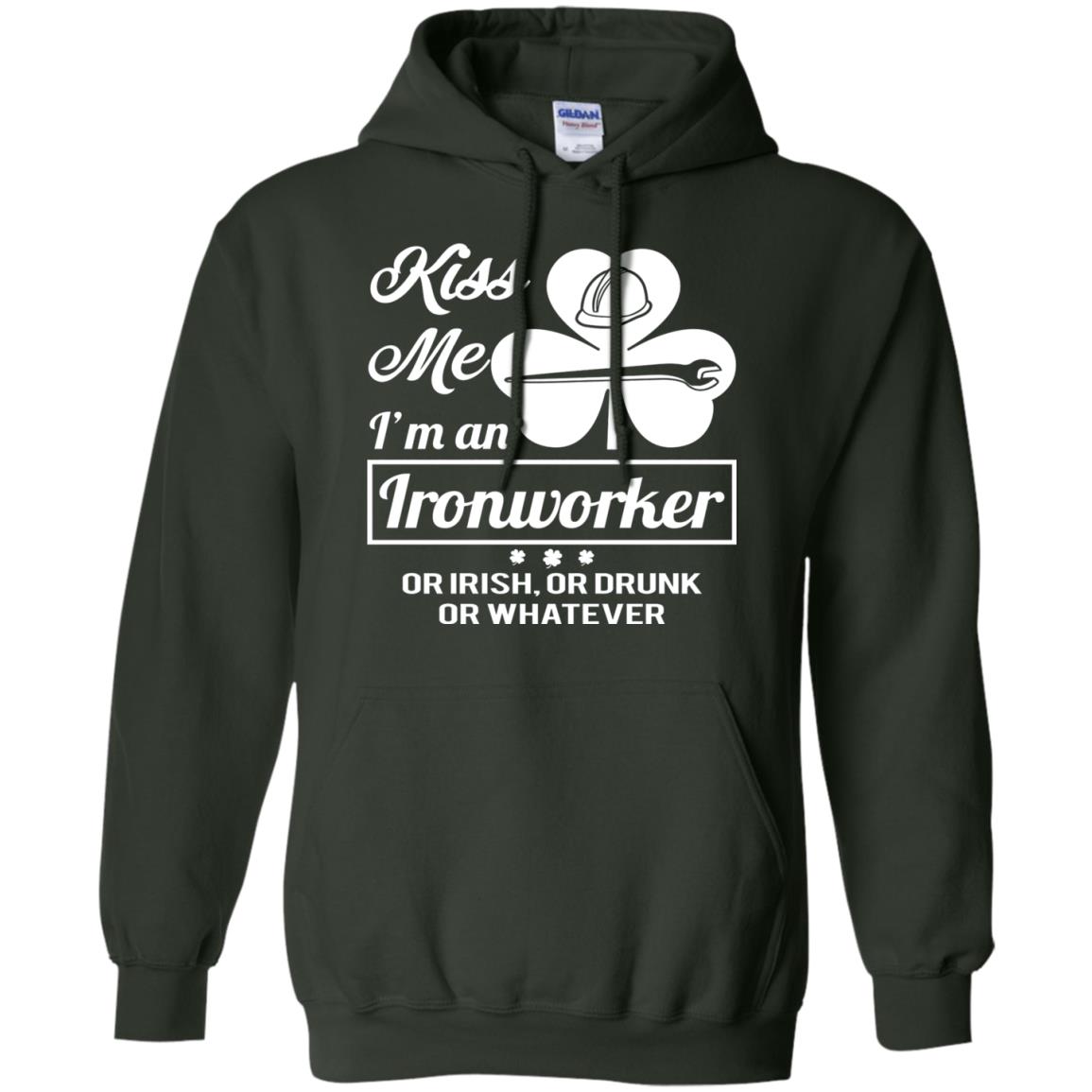 Funny St Patricks Day Shirt Kiss Me I Am An Ironworker Forest Green