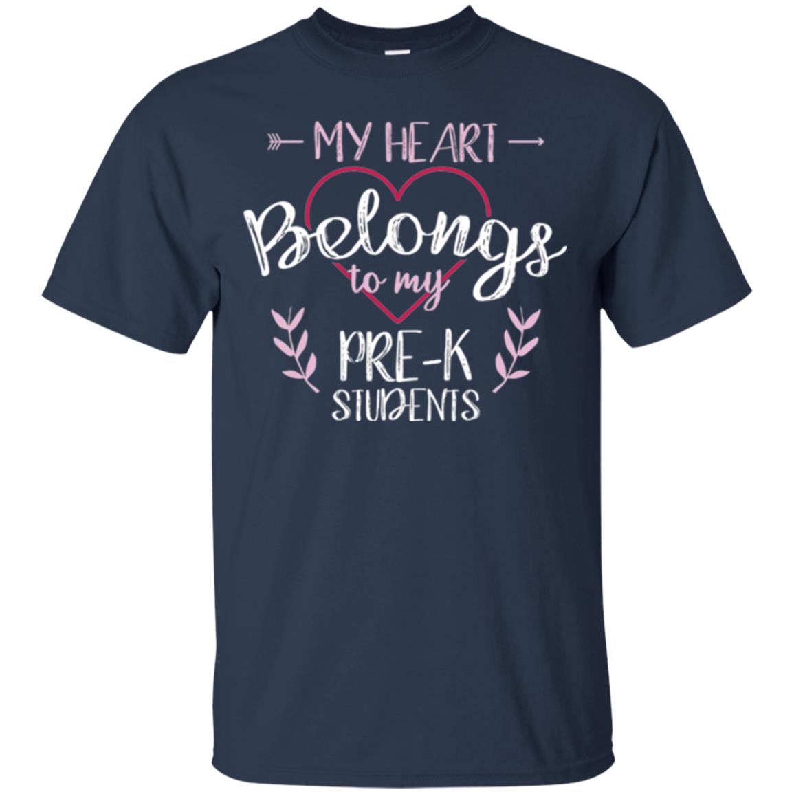 Teacher T-shirt My Heart Belongs To My Pre-k Students Navy