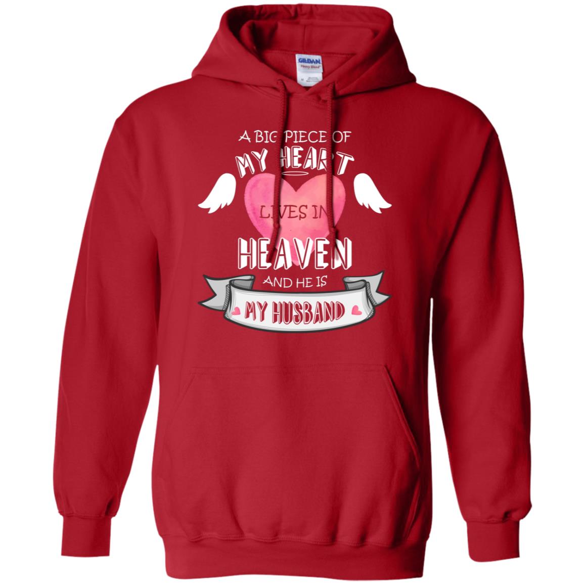 A Big Piece Of My Heart Lives In Heaven And He Is My Husband Shirt Red