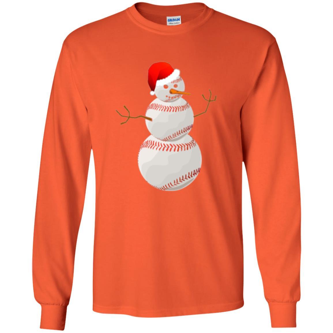 Christmas Baseball T-shirt Baseball Snowman Orange
