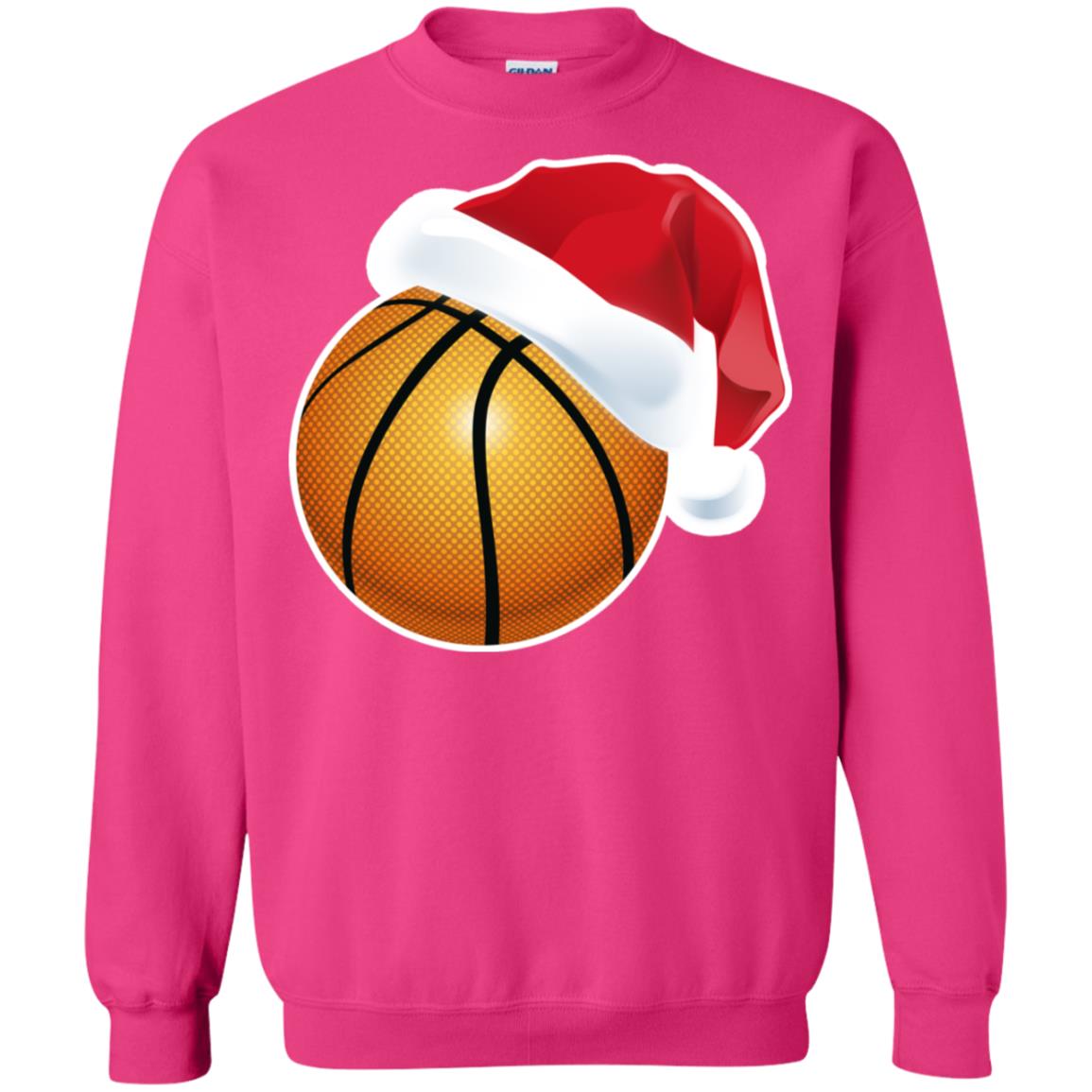 Basketball With Santa Claus Hat X-mas Shirt For Basketball Lovers Heliconia