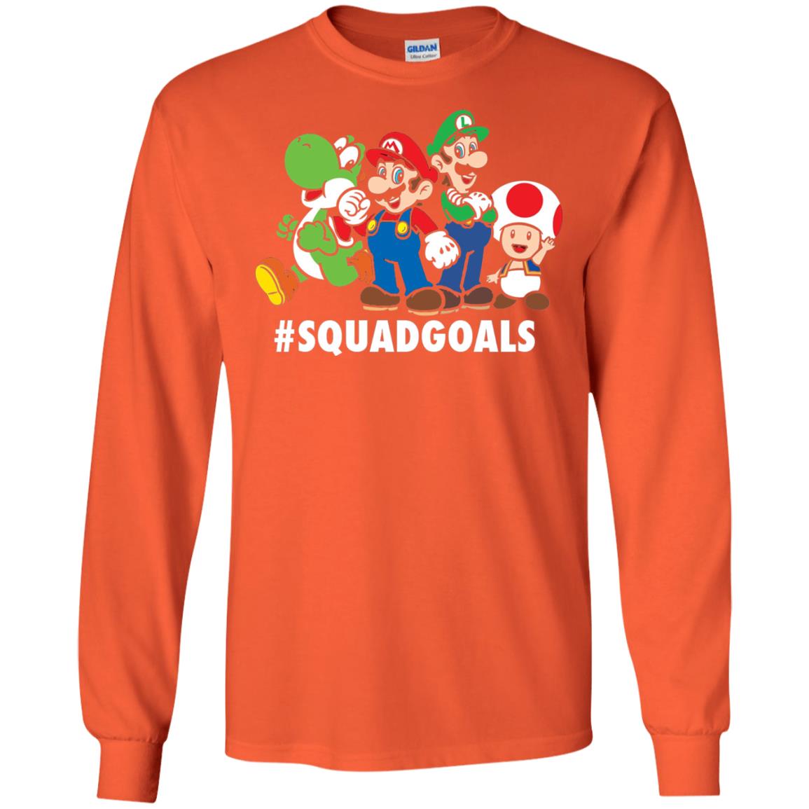 Nintendo Super Mario Luigi #squadgoals Gamer T-shirt Orange