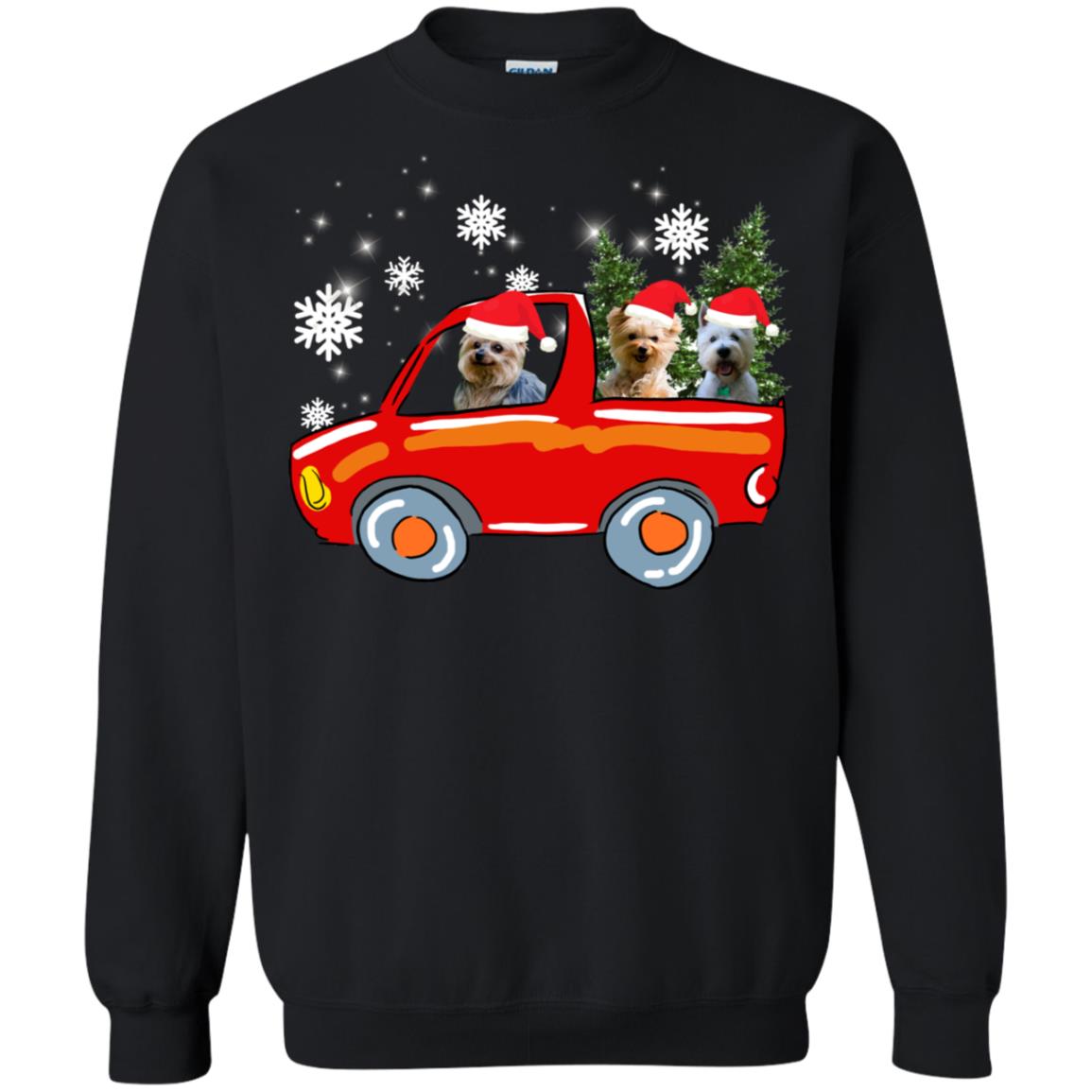 Yorkshire Terrier Dogs On Car Merry Christmas Gift ShirtG180 Gildan Crewneck Pullover Sweatshirt 8 oz.