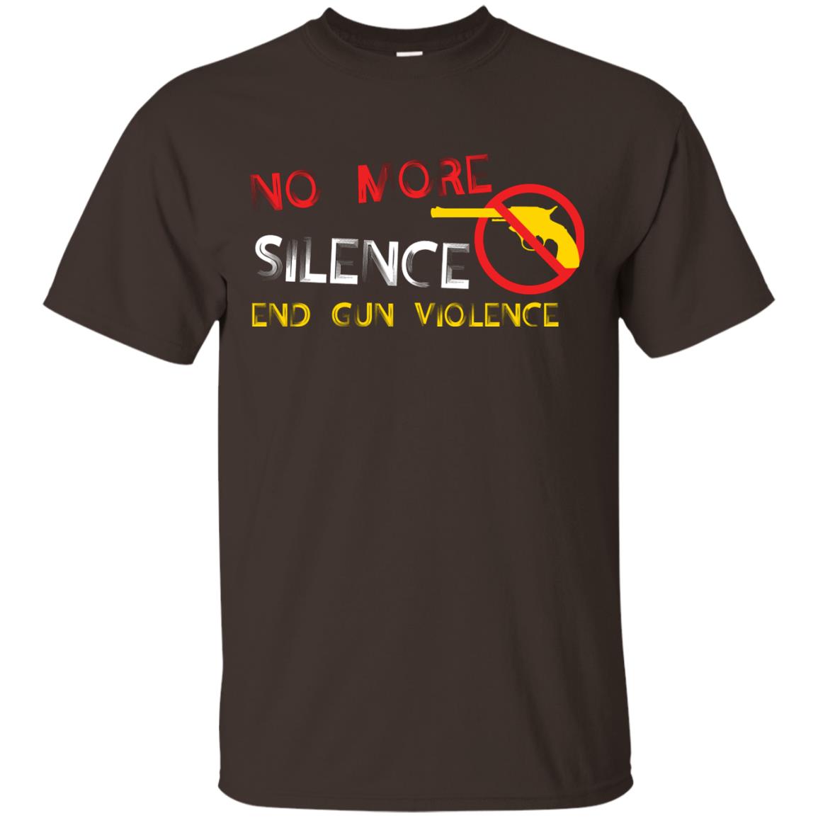 Anti Gun T-shirt No More Silence End Gun Violence Dark Chocolate