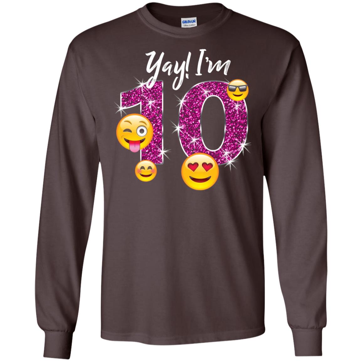 Funny Emoji Birthday 10th Birthday T-shirt Dark Chocolate