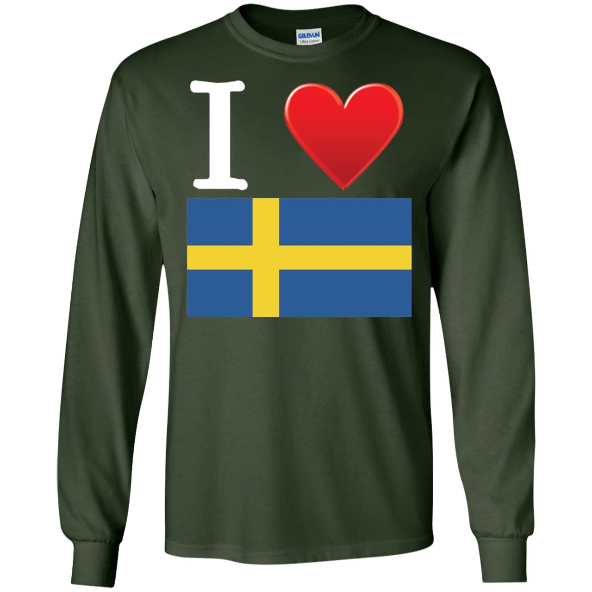 I Heart Love Sweden Flag T-shirt Forest Green